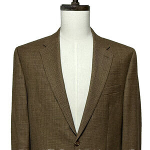 Lauren Ralph Lauren Blazer Mens 42R Wool Black Brown Houndstooth Coat Jacket